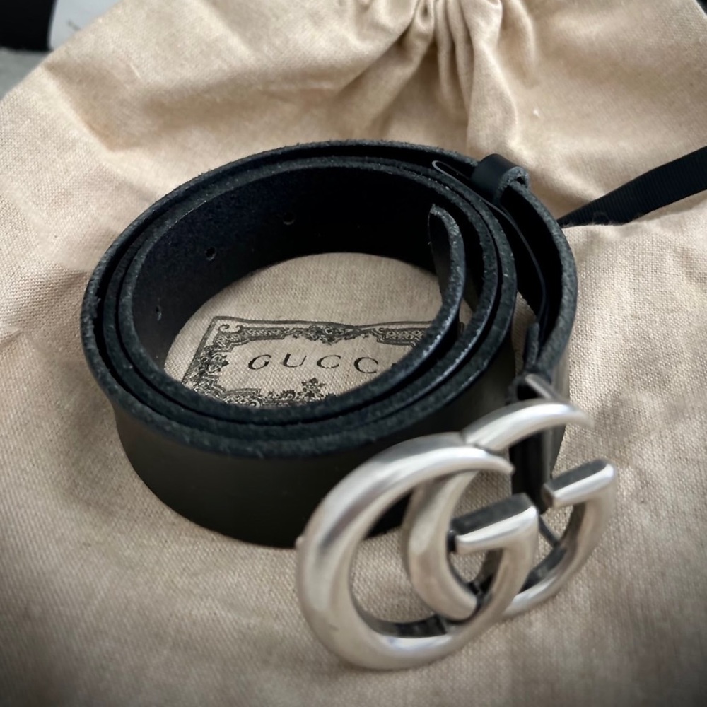 Gucci GG Marmont Mens black leather belt ๐ฏ Authentic - Picture 1 of 9